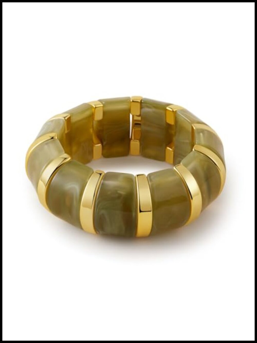 Acrylic Chunky Bangle Bracelets for Women 18k Gold Plated Stretchable Stackable